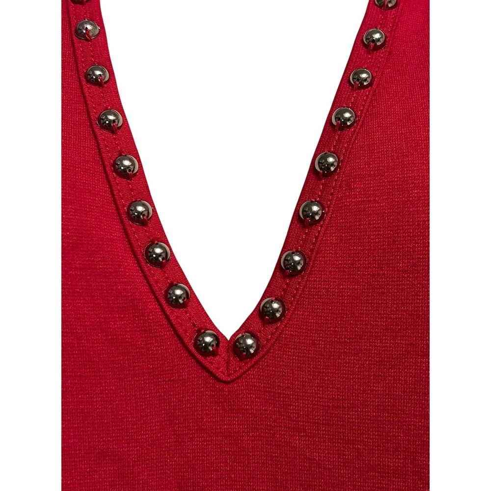 Torrid Top Womens Large 12 Ponte Stud Peplum Sleeveless Flare Cut Out Festival - Picture 4 of 10